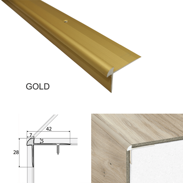 42 x 28mm Durable Aluminium Stair Nosing Edge Trim
