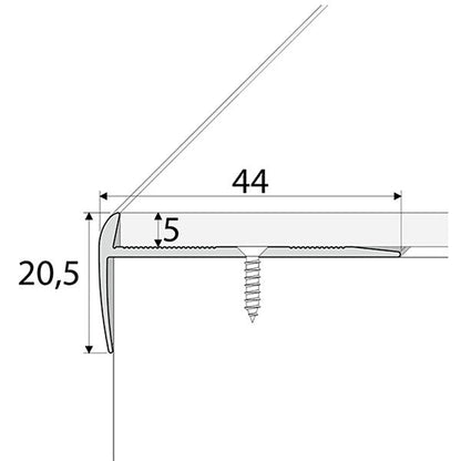 44 x 20.5mm Aluminium Stair Nosing – Screw Fix Edge Trim for Click Vinyl Floors
