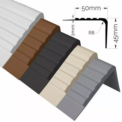 50 x 45mm PVC Rubber Stair Edge Protector – Anti Slip Stair Nosing Trim