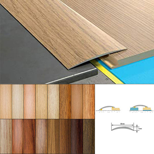 80mm Self Adhesive Aluminium Door Threshold – Wood Effect Floor Transition Strip