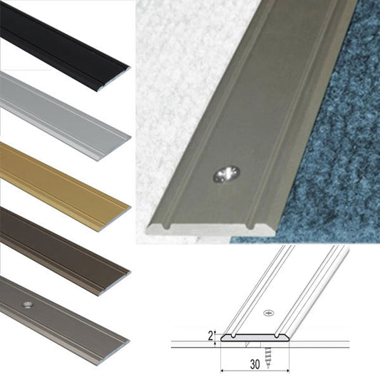 30mm Anodised Aluminium Flat Door Threshold Strip – Screw Fix Transition