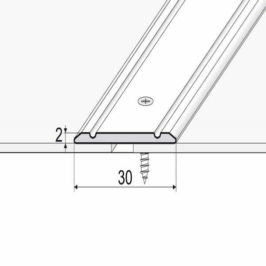 30mm Anodised Aluminium Flat Door Threshold Strip – Screw Fix Transition