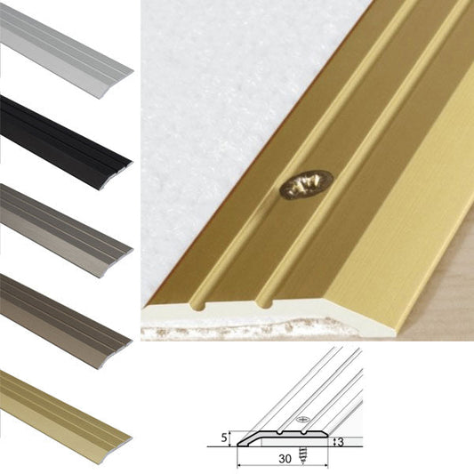 30mm Anodised Aluminium Ramp Door Threshold – Slim Transition Profile