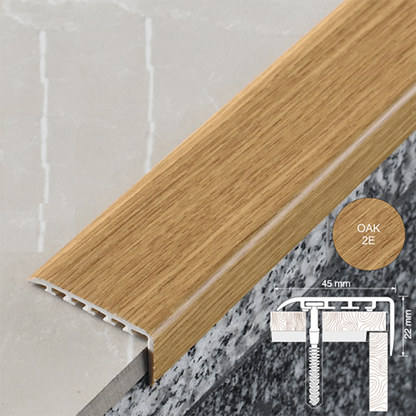 25 x 25mm Wood Effect UPVC Stair Nosing – Non Slip Edge Trim with Hidden Fixing