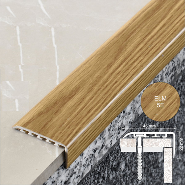 25 x 25mm Wood Effect UPVC Stair Nosing – Non Slip Edge Trim with Hidden Fixing