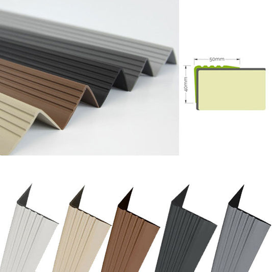 50 x 40mm Self Adhesive Bullnose Stair Nosing – Anti Slip PVC Rubber Edge Trim