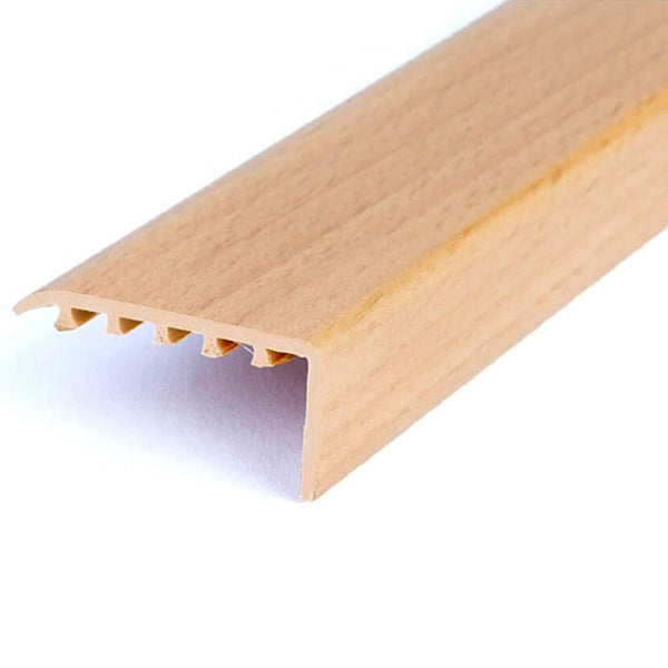 45 x 22mm Wood Effect UPVC Stair Nosing – Trim for Protecting Laminate and Wooden Edges