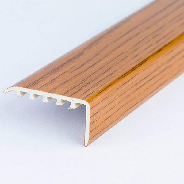 45 x 22mm Wood Effect UPVC Stair Nosing – Trim for Protecting Laminate and Wooden Edges